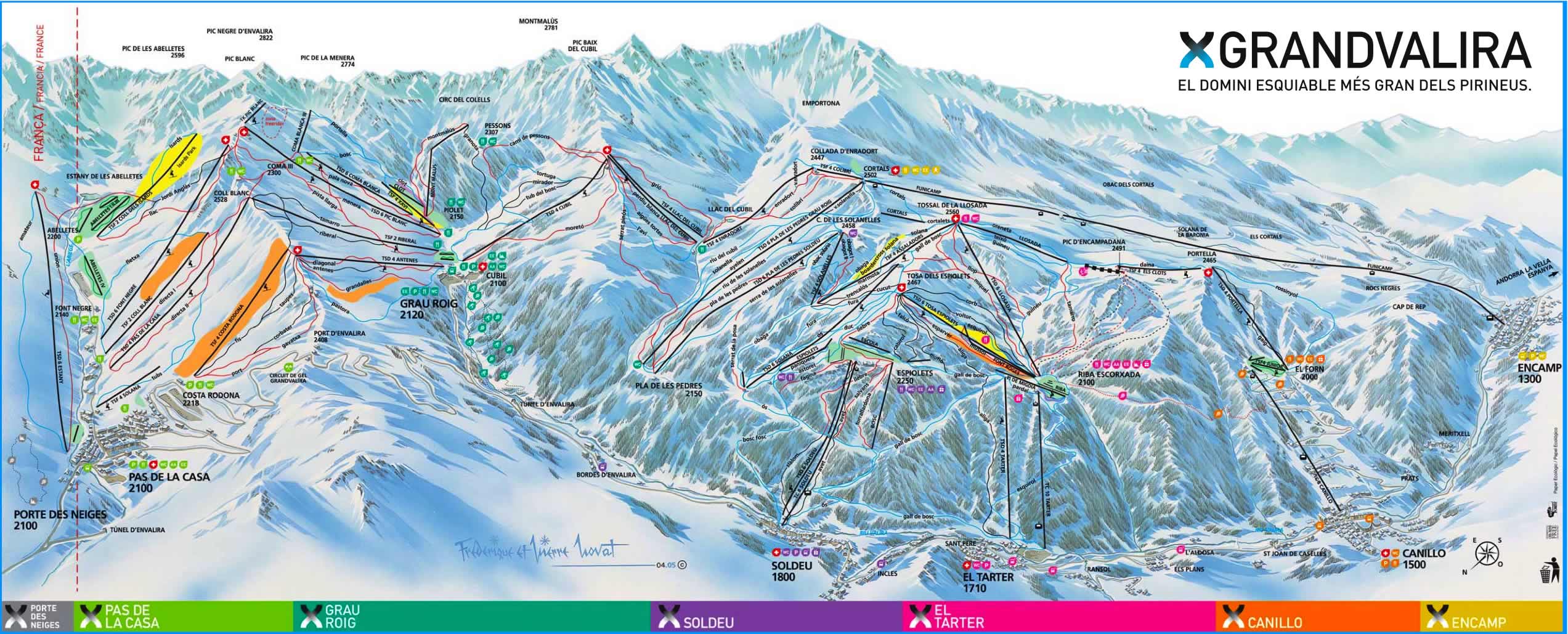 Pistekaart Grandvalira